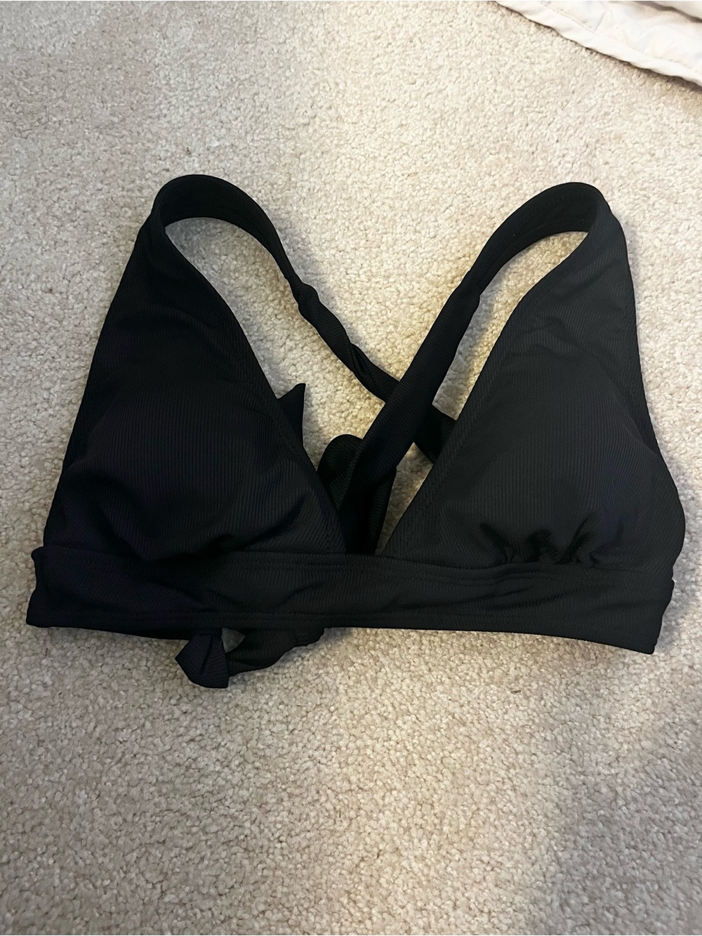 Shade & Shore Black Tie Back Halter Bikini Top